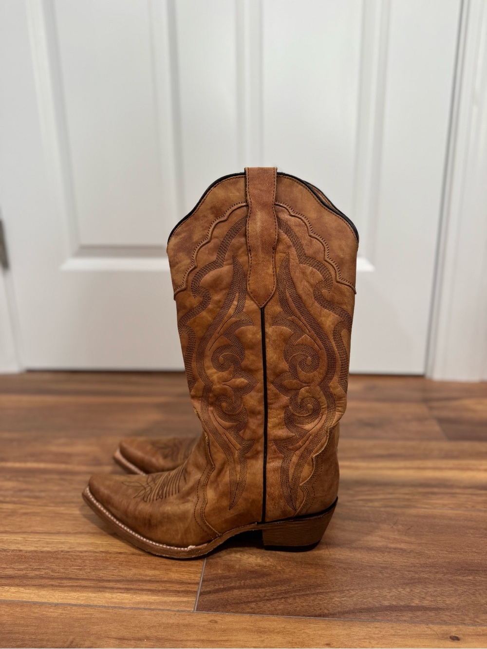 J.B. Dillon Brown Leather Western Heeled Boots